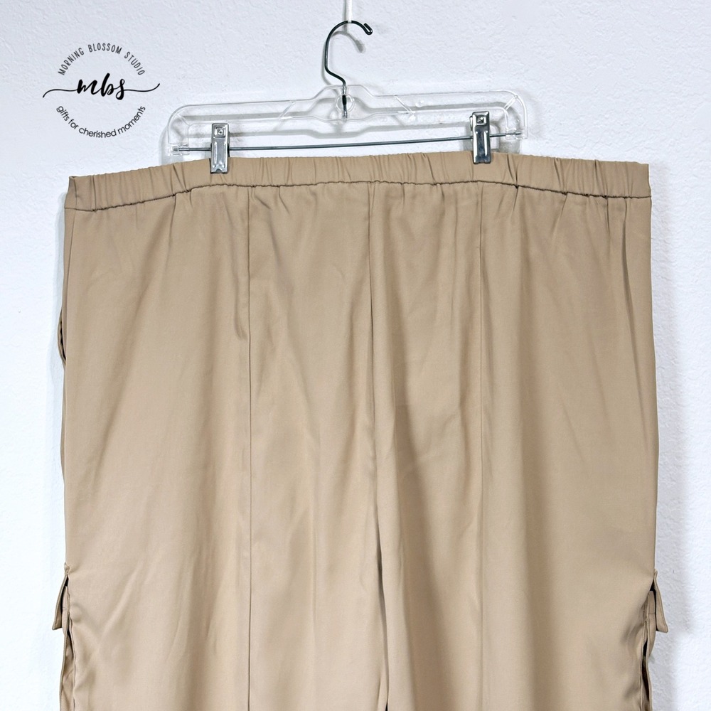 Megan Renee Parachute Cargo Pants‎ Elastic Waist Tapered Jogger Tan Women 2X - Picture 4 of 8